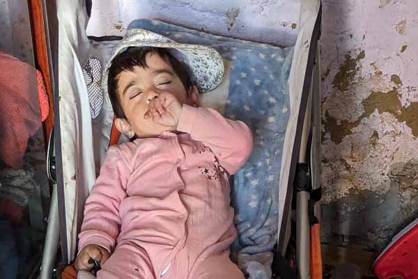 Local Child Sleeping in a Stroller