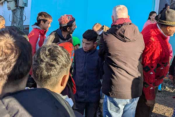 Distributing Gift Bags in the Village of Tichindeal